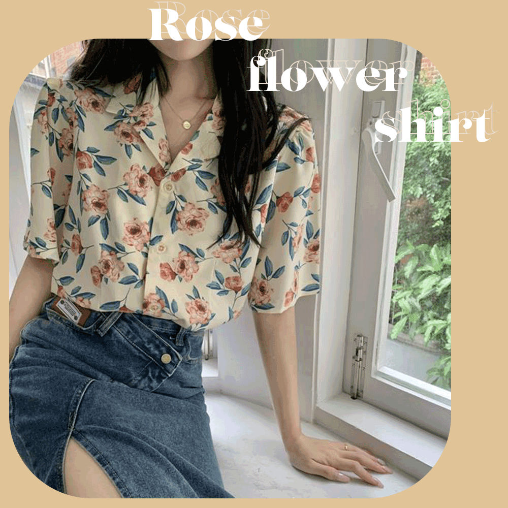 Rose flower blouse
