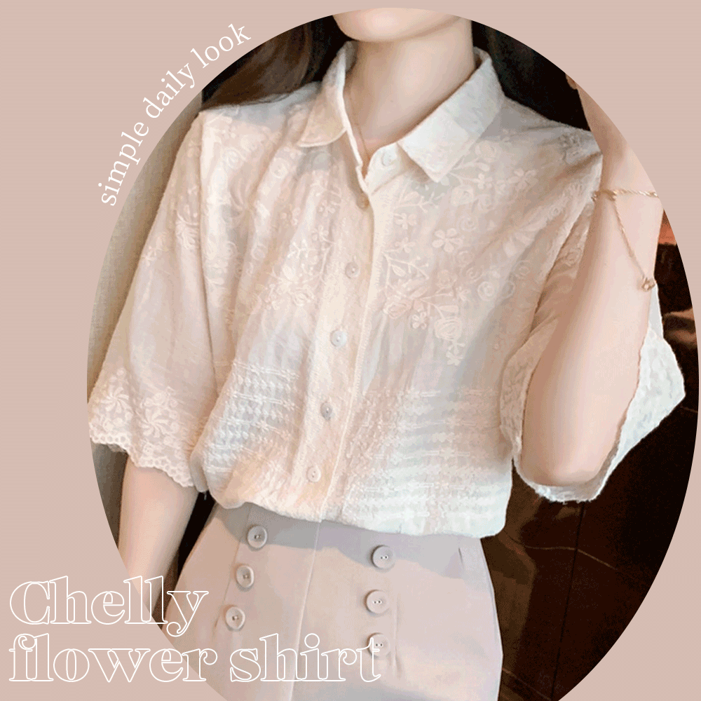 Chelly flower embroidery shirt